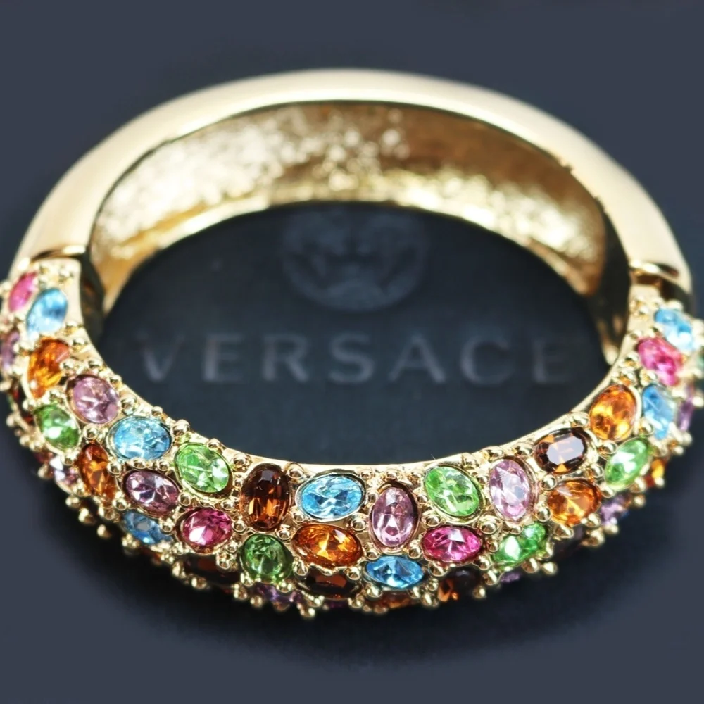 Vintage Kenneth Jay Lane Bejeweled Bangle Bracelet - Picture 3 of 8